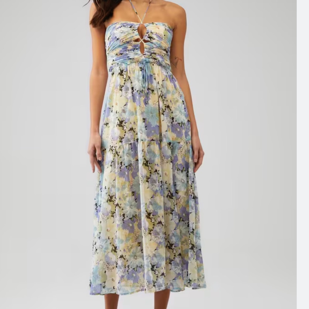 ASTR Rozina Dress in Blue Green Floral